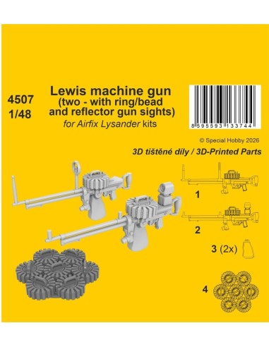Lewis machine gun (two - with ring/bead and reflector gun sights) for Airfix 