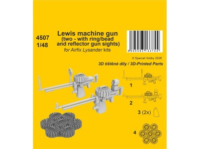 Lewis machine gun (two - with ring/bead and reflector gun sights) for Airfix 