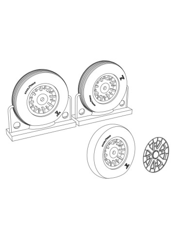 F4U Corsair Ribbed Thread Wheels set 