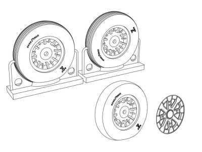 F4U Corsair Ribbed Thread Wheels set 
