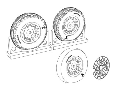 F4U Corsair Ribbed-Diamond Thread Wheels set 