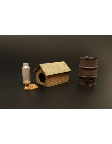 Dog house with dog 