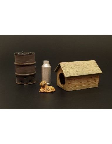 Dog house with dog 