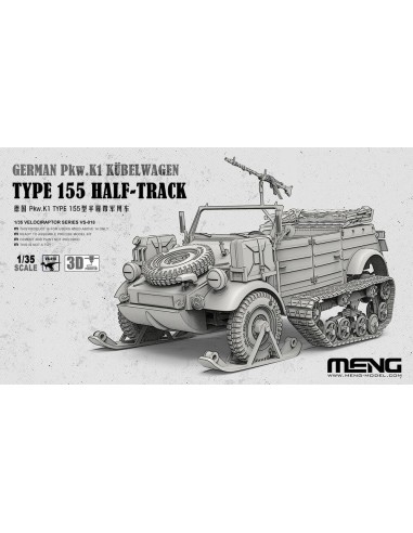 German Pkw.K1 Kübelwagen Type 155 Half-Track (incl. 3D printed track modules and ski modules, etc.) 