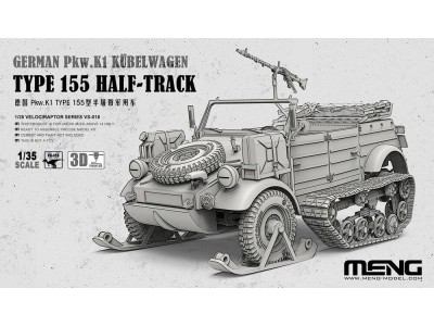 German Pkw.K1 Kübelwagen Type 155 Half-Track (incl. 3D printed track modules and ski modules, etc.) 