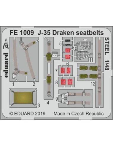 J-35 Draken seatbelts STEEL for Hasegawa 