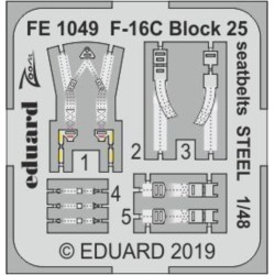 F-16C Block 25 seatbelts STEEL for Tamiya 
