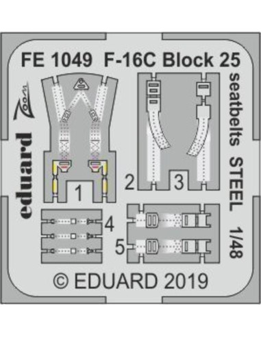 F-16C Block 25 seatbelts STEEL for Tamiya 