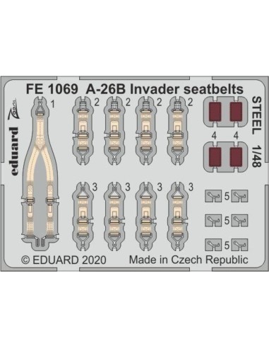 A-26B Invader seatbelts STEEL for ICM 