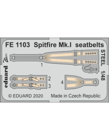 Spitfire Mk.I seatbelts STEEL for Airfix 