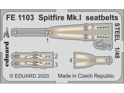 Spitfire Mk.I seatbelts STEEL for Airfix 
