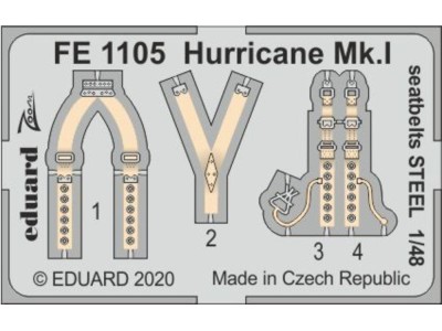 Hurricane Mk.I seatbelts STEEL for Airfix 