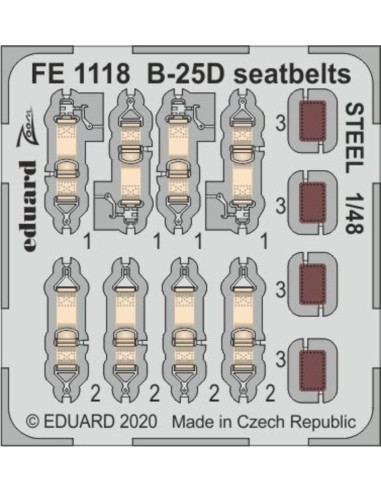 B-25D seatbelts STEEL for Revell 