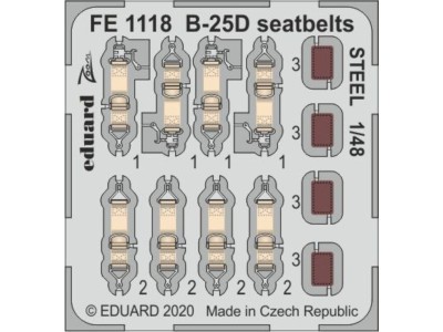 B-25D seatbelts STEEL for Revell 