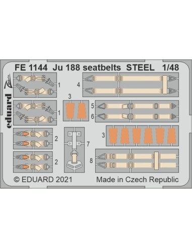 Ju 188 seatbelts STEEL 1/48 for REVELL 