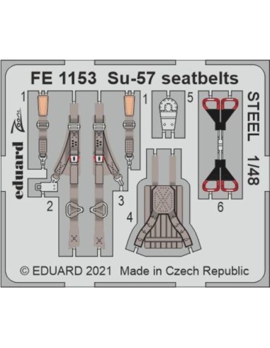 Su-57 seatbelts STEEL 1/48 for ZVEZDA 