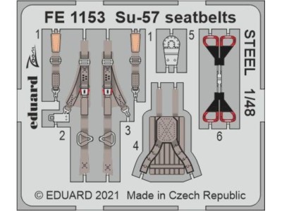 Su-57 seatbelts STEEL 1/48 for ZVEZDA 