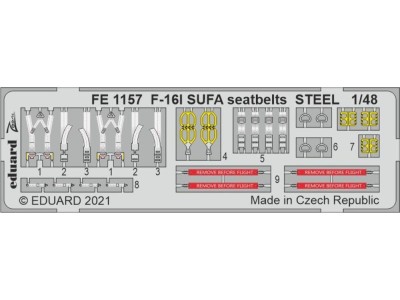 F-16I SUFA seatbelts STEEL 1/48 for KINETIC 