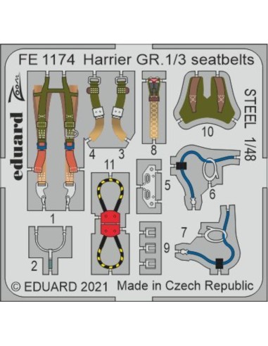 Harrier GR.1/3 seatbelts STEEL 1/48 for KINETIC 