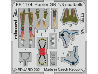 Harrier GR.1/3 seatbelts STEEL 1/48 for KINETIC 