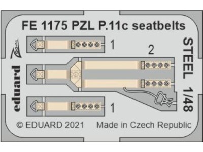 PZL P.11c seatbelts STEEL 1/48 for ARMA HOBBY 