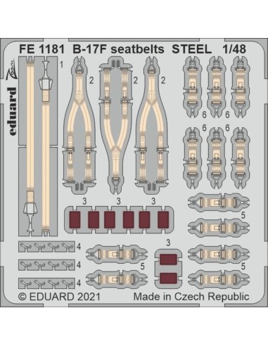B-17F seatbelts STEEL 1/48 for HKM 