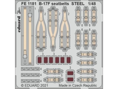 B-17F seatbelts STEEL 1/48 for HKM 