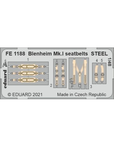 Blenheim Mk.I seatbelts STEEL 1/48 for AIRFIX 