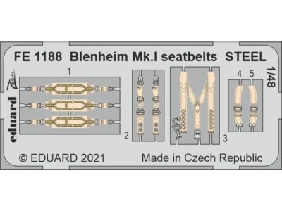Blenheim Mk.I seatbelts STEEL 1/48 for AIRFIX 