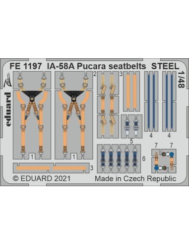 IA-58A Pucara seatbelts STEEL 1/48 for KINETIC 