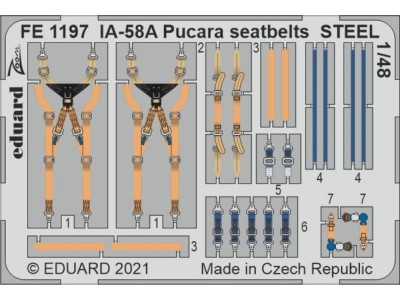 IA-58A Pucara seatbelts STEEL 1/48 for KINETIC 