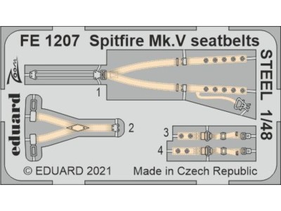 Spitfire Mk.V seatbelts STEEL 1/48 for EDUARD/SPECIAL HOBBY 