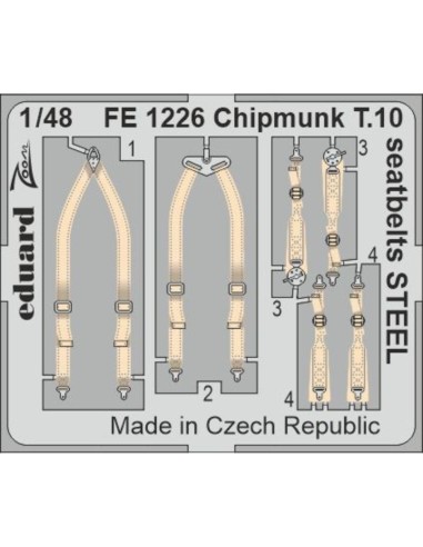 Chipmunk T.10 seatbelts STEEL for AIRFIX 