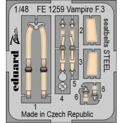 Vampire F.3 seatbelts STEEL for AIRFIX 