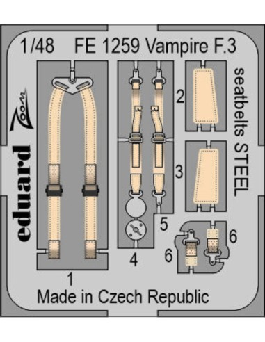 Vampire F.3 seatbelts STEEL for AIRFIX 