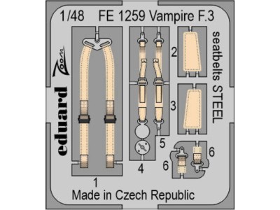Vampire F.3 seatbelts STEEL for AIRFIX 