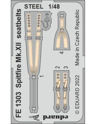 Spitfire Mk.XII seatbelts STEEL for AIRFIX 