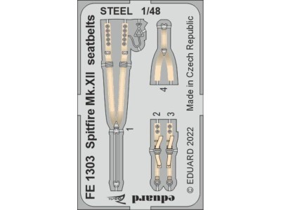 Spitfire Mk.XII seatbelts STEEL for AIRFIX 