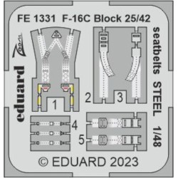 F-16C Block 25/42 seatbelts STEEL 1/48 for KINETIC 