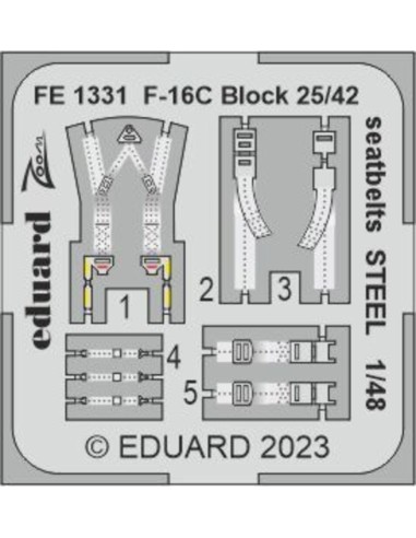 F-16C Block 25/42 seatbelts STEEL 1/48 for KINETIC 