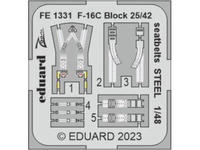 F-16C Block 25/42 seatbelts STEEL 1/48 for KINETIC 