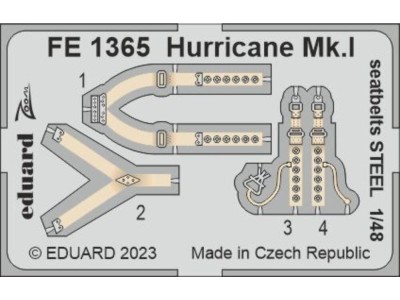 Hurricane Mk.I seatbelts STEEL 1/48 HOBBY BOSS 