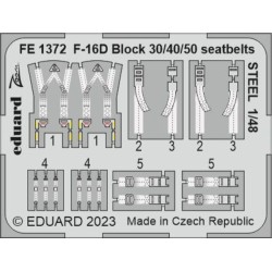 F-16D Block 30/40/50 seatbelts STEEL 1/48 KINETIC 
