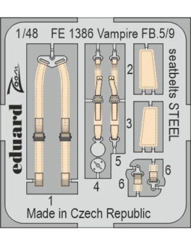 Vampire FB.5/9 seatbelts STEEL 1/48 AIRFIX 