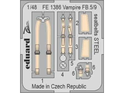 Vampire FB.5/9 seatbelts STEEL 1/48 AIRFIX 