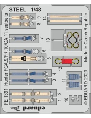Hunter FGA.9/FR.10/GA.11 seatbelts STEEL  1/48 AIRFIX 