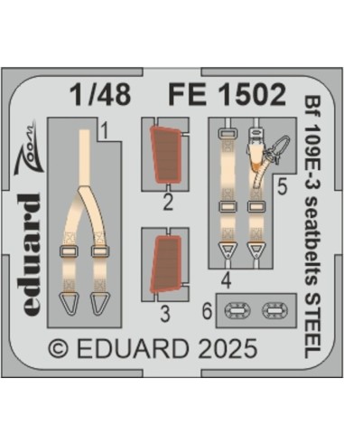 Bf 109E-3 seatbelts STEEL  HOBBY BOSS 