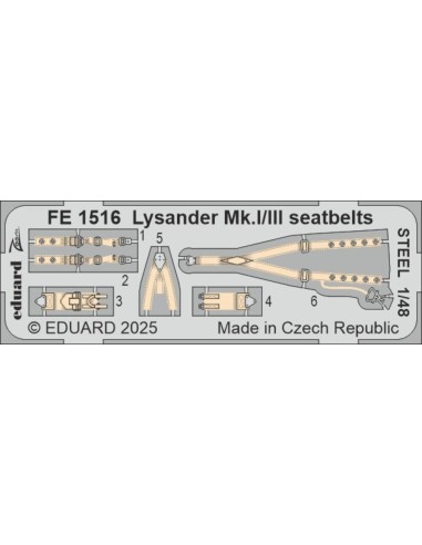 Lysander Mk.I/III seatbelts STEEL  AIRFIX 