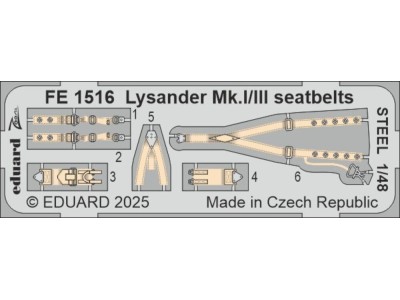 Lysander Mk.I/III seatbelts STEEL  AIRFIX 