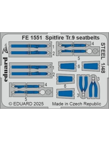 Spitfire Tr.9 seatbelts STEEL  AIRFIX 